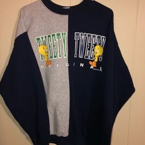 Colorblock Vintage Tweety Bird Crewneck.